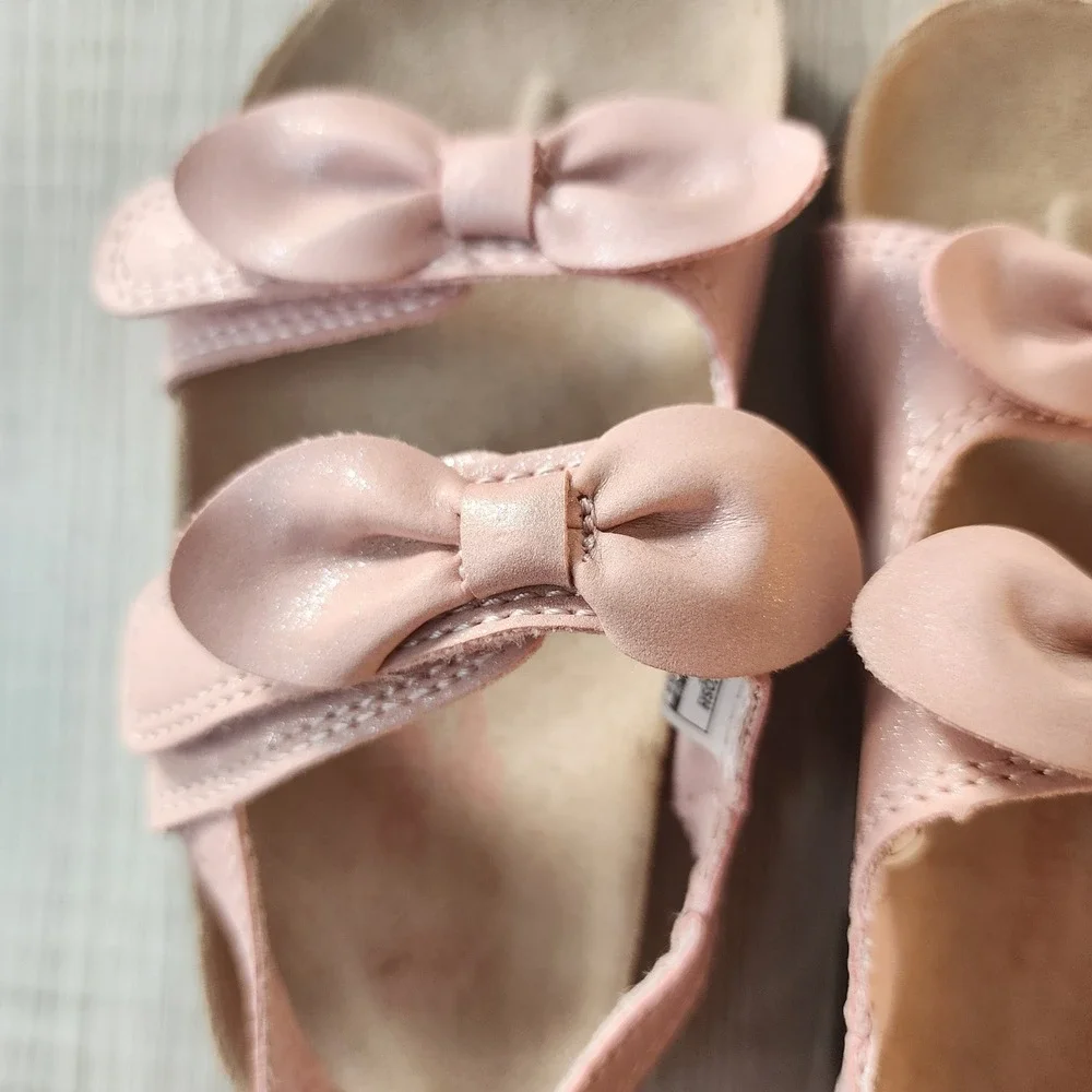 OshKosh Bgosh Toddler Girls Pink Shimmer Double Bow Sandals Size 9M Summer shoes